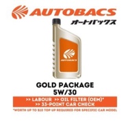 Autobacs Gold Fully Synthetic Engine Oil 5W/30 or 5W/40 Servicing Package Valid For 3 Months