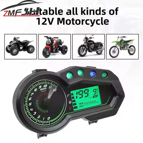 Motorcycle Speedometer Tachometer Multi-functional LCD Display Speed Oil Level Mileage Meter Panel F