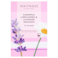 Waitrose Love Life Camomile, Lime flower &amp; Lavender Infusion เวทโทร คาโมมายด์ ลาเวนเดอร์ ชาอังกฤษ 1.5g. x 20 tea bags