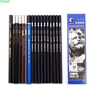 TREND 12Pcs Drawing Pencils Hard Charcoal Black Pencils Professional 3B 4B 5B 6B Soft Charcoal 12B 1