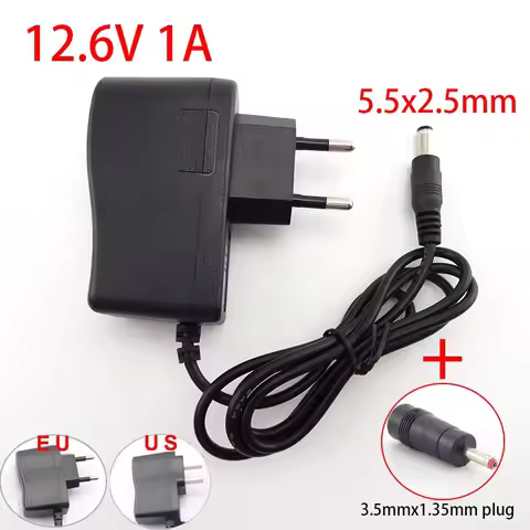 AC 100-240V DC 12.6V 1A 1000MA Adapter Power Supply 5.5x2.5mm 3.5MM AC Charger Adaptor Plug For Li-i