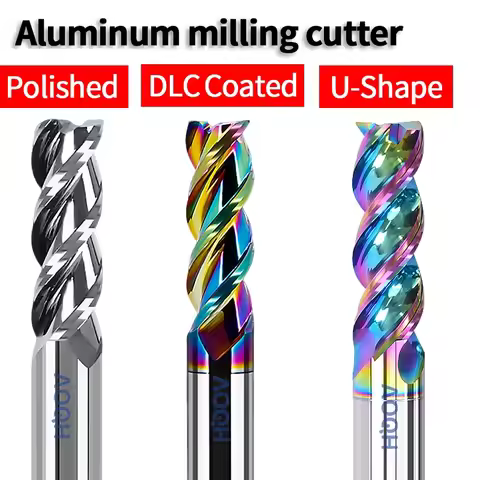 3 Flutes Aluminum End Mill 1 1.5 2 2.5 3 3.5 4 5 6 8 10 12 14 16 18 20 MM DLC Coating EndMill U-Slot