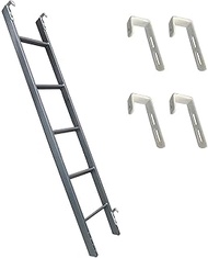 Metal Bunk Bed Ladder with Hooks, Silver Hanging Ladder for Home Loft Bedroom, 45"/51"/55"/59" High 