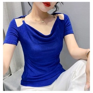 B47 Korean Style One Shoulder Top Women's Blouse