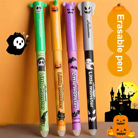 Cartoon Halloween and Christmas Inspired Gel Pens - 0.5mm, Erasable, Available in Blue/Black Ink; Id