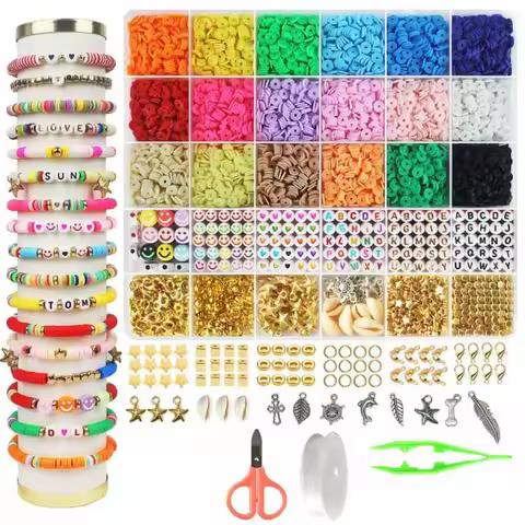 DIY Clay Beads Bracelet Making Kit, seed beads kit for Friendship Jewelry Making,Polymer Heishi Bead