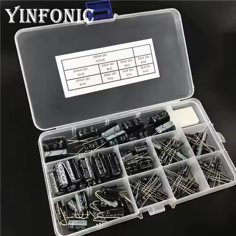 9values*10Pcs 90pcs Mix Electrolytic Capacitor Kit with Storage Box 16V 22uF 47uF 100uF 220uF 330uF 
