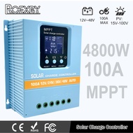 ROEXBY 60A 80A 100A ระบบพลังงานแสงอาทิตย์เครื่องควบคุมการชาร์จ MPPT แบตเตอรี่แผงโซล่า12V 24V 36V 48V