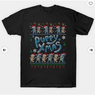 Cartoon Bluey Merry Christmas T-Shirt Men O Neck 100% Cotton T Shirts  Short Sleeve Tees Original Cl
