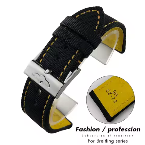 Nylon Leather Watch Strap 22mm 21mm Watchband for Breitling Avenger Navitimer Deep Dive Seawolf Supe