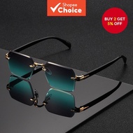 Stylish Unisex Square Frameless Sunglasses Daily Wear Multi Color Lightweight UV Protection Shades
