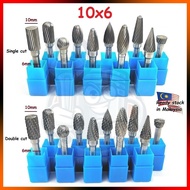 10x6mm Tungsten Carbide Burr 6mm Single Cut Double Cut Rotary Porting Tool Mata Porting Mata Korek