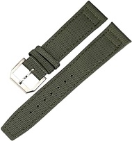 GANYUU Watch Band For IWC PILOT WATCHES PORTUGIESER Men Insurance Clasp Strap Watch Accessories Nylon Leather Watch Bracelet Chain (Color : Green-Silver Clasp, Size : 20mm)
