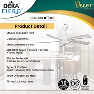 DEKA FIERO Fan FIERO NICA 56 Inch 5 Blades 16 Speed + Reverse + Turbo DC Motor With Remote Control C