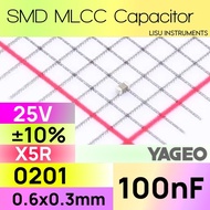 100nF 0201 25V X5R ±10% MLCC Ceramic Capacitor SMD YAGEO CL03A104KA3NNNC