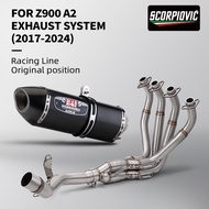 Full System Exhaust Slip On For Ninja Z900 A2 35KW 70KW 2018-2024 Front Link Pipe Escape Carbon Fibe