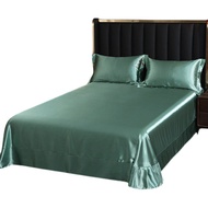 เรียบง่าย 100 ผ้าปูที่นอนผ้าไหมแท้ชิ้นเดียวปลอกผ้านวมผ้าไหมหม่อนคู่ 1.5m1.8 ผ้าปูเตียง