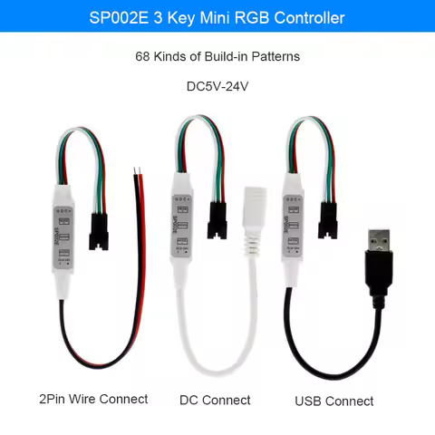 SP002E Mini 3 Keys RGB Led Controller USB DC For DC5-24V Pixels Dream Color RGBIC WS2811 WS2812B UCS