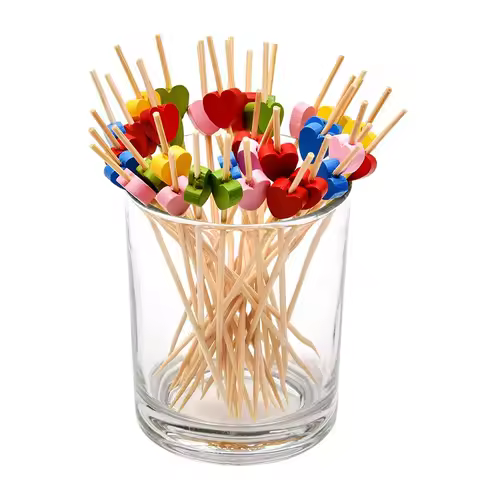 100PCS Fruit Stick Bamboo Pick Buffet Cupcake Fruit Fork Party Dessert Salad Stick Cocktail Skewer f