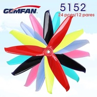 24 Pcs / 12 Pairs Gemfan RFI 5152 3 Blade PC Propeller CW CCW Propeller Prop For Brushless Motors F