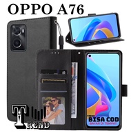 LEATHER CASE FLIP UNTUK OPPO A76 - FLIP  WALLET CASE KULIT UNTUK OPPO A76 - CASING DOMPET-FLIP COVER LEATHER-SARUNG BUKU HP