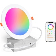 Lampu LED Recessed 6 Inci 16W RGBCW, Lampu Siling Recessed yang boleh dimalapkan melalui Alexa & APP
