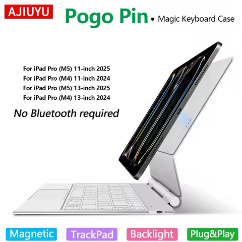 Smart PIN Plug&Play Magic Keyboard Case For iPad Pro M5 11 13 Inch 2025 Pro 11 13 M4 2024 Multi-touc