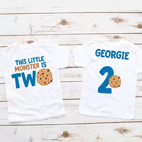 Cookie 2nd Birthday Boy Bodysuit Second Birthday Monster Is Two Outfit Blue Cookie Birthday Milk Coo