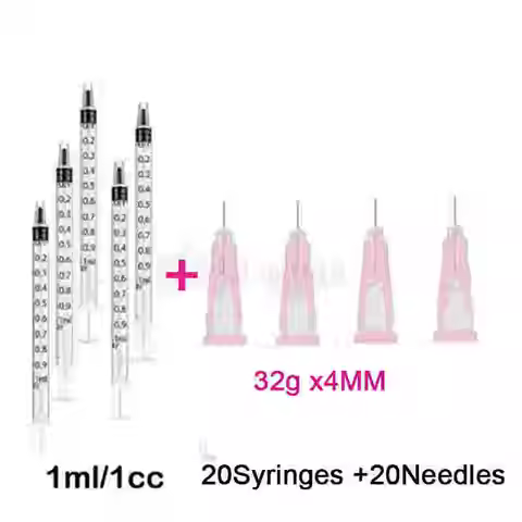 20PCS/SET 1ml Syringes + 30G 4MM Painless Small Needle 32Gx4mm 32Gx6mm 30Gx4mm 32Gx13mm 30Gx25mm Sha