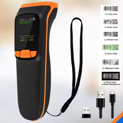 Wireless 2D Inventory Scanner Bluetooth QR Barcode Data Collector Portable Warehouse Inventory Reade