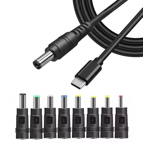 USB Type C PD to 12V Power Supply Cable 5.5X2.1mm DC Jack Plug Connector Universal 8 in 1 Adapter fo