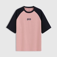 เสื้อยืดคอกลมแขนสั้นผ้าฝ้ายแท้ Gap สำหรับผู้ชาย ฤดูใบไม้ผลิ 2025 เสื้อเชิ้ตแขนสั้นลายโลโก้พิมพ์ลายสี