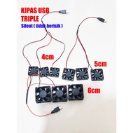 Triple usb fan 5v dc 6cm 5cm 4cm cooling coolerSilent 3 pcs fan vacuum exhaust air 6 5 4 cm laptop r