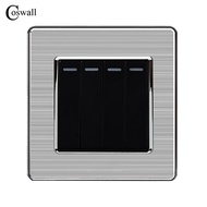 Coswall 4 Gang 1 Way Luxury Light Switch Push Button Wall Switch Interruptor