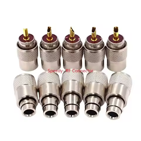 1-10Pcs PL259 UHF Male Plug Connector SL16 UHF Male Solder for RG58 RG142 LMR195 RG400 Cable Coaxial