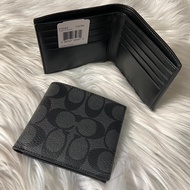 Coach men's wallet double bill charcoal black f75083