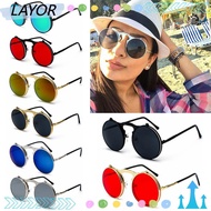 LAYORSG Round Sunglasses Summer Men and Women Circle Glasses Steampunk Sunglasses