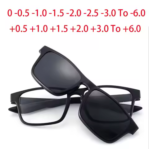 2310 Magnet Clip Square Myopia Glasses 0 -0.5 -1.0 -2.0 To -6.0 , Hyperopia Sunglasses +0.5 +1.0 +2.