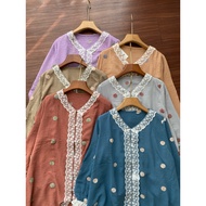 Jiho polka pom pom blouse 15411 crepe tunic women's top