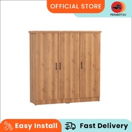 P2U Dublin 3 door low wardrobe in Natural Oak/Sonoma Light colour