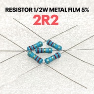 (10 PCS) RESISTOR 1/2W 1/2WATT 2R2 2.2R 2.2 OHM MF 5% ROHS
