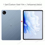 1 Set (Carbon Fiber Film + Tempered Glass) For Huawei MatePad Air 11.5 Pro 11 2022 T10s T10 12.6 10.4 10.8 Honor Pad 8 3D Transparent Carbon Fiber Rear Back Film Screen Protector