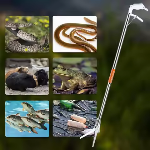 1.2m Stainless Steel Foldable Snake Tongs Stick Snake Taking Rod Folding Snake-Trapping Rod Wide Jaw