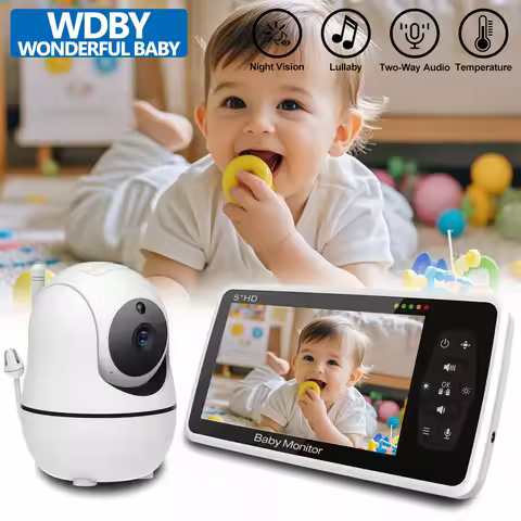 5 Inch Video Baby Monitor with 4X Zoom Camera Two Way Audio Battery 1000ft Range Temperature Sensor 