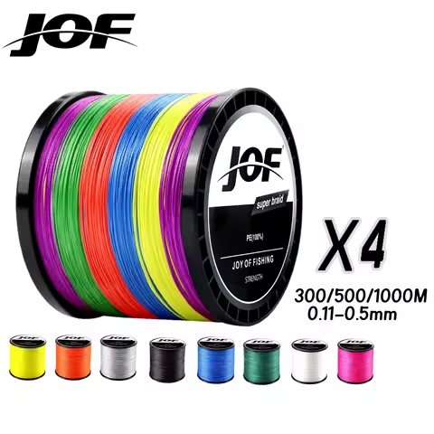 JOF Strands Braided Fishing Line X4 300M 500M 1000M PE Fishing Line 10-82LB Multifilament Fishing Li