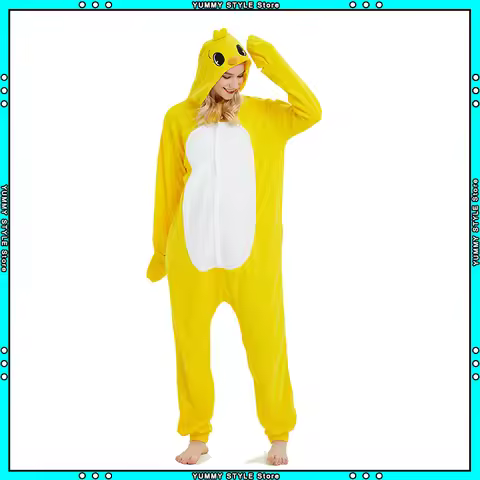 Cartoon Chick Jumpsuit Pajama Cute Animal chicken Cosplay Polar Fleece Onesie Party Performance Clot