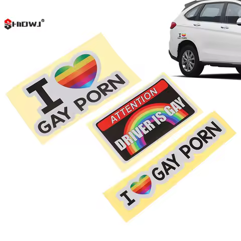 I LOVE GAY PORN Car Stickers Funny LGBTQ Rainbow Decoration Warning Reflective Decal Personality Tru