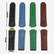 29*19mm Black Blue Green Brown  Cow Leather With Silicone Watchband Watch Band For Hublot Strap For King Power Series Hub Logoby Hs2023