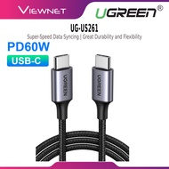 UGREEN US261 USB 2.0 USB-C MALE TO USB-C TYPE C MALE ROUND CABLE WITH NICKEL PLATING ALUMINIUM SHELL