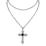 Gothic Layered Cross Necklace, Gothic Black Cross Necklace, Gothic Rock Necklace, Gothic Jewelry, Ha